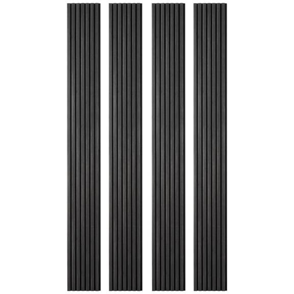 KFFKFF Wood Wall Panels, 96.1 x 11 inches, Acoustic Slat Panels, Black Oak Finish, Sound Dampening for Living Rooms, Bedrooms, Interior Wall Design, MDF & PET Build, Screw Kit Included, Set of 4