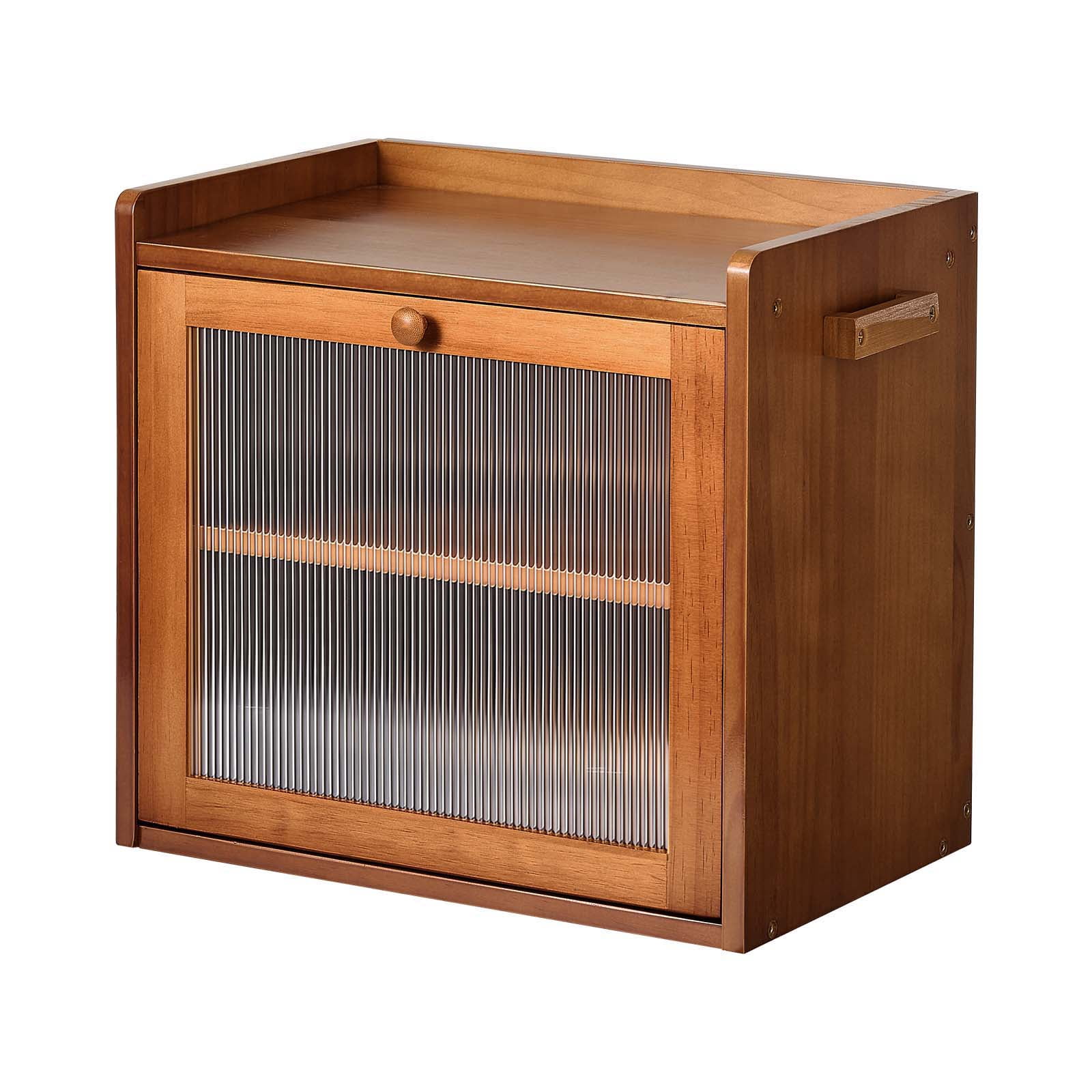 KFFKFF Wooden Bread Box for Kitchen Counter, Compact Storage Container ...