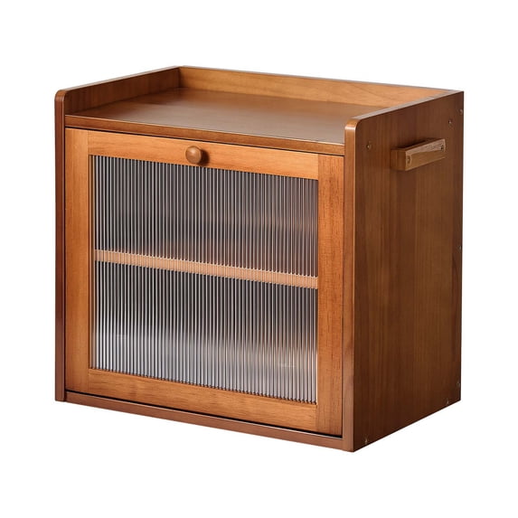 Container Structures Double Layer KFFKFF Wooden Bread Box for Kitchen Counter, Compact Storage Container ...