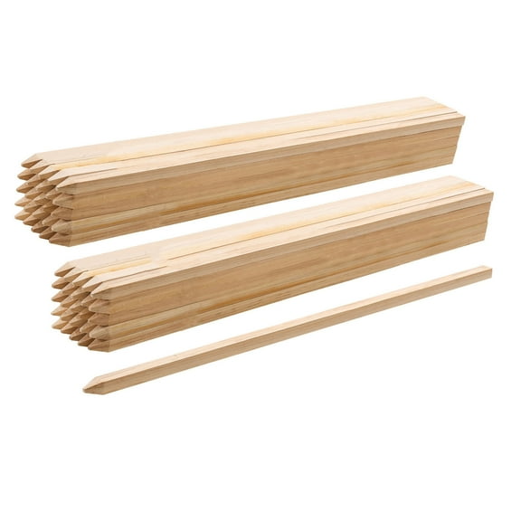 KFFKFF Wooden Garden Stakes, 50 Pieces 36x0.75x0.75 in Survey Marking Stakes, Ground Stakes with Pointed Ends, Fir Wood Plant Support Stakes, Sign Posts for Fencing, Landscaping, and Boundary Marking