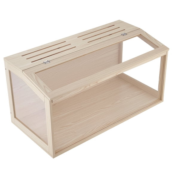 KFFKFF Wooden Hamster Cage 40.1"x20.4"x20.1" with 270° Clear Viewing, Durable Acrylic Small Animal Habitat Featuring Openable Top, Spacious Enclosure for Syrian/Dwarf Hamsters,Guinea Pigs,and Gerbils
