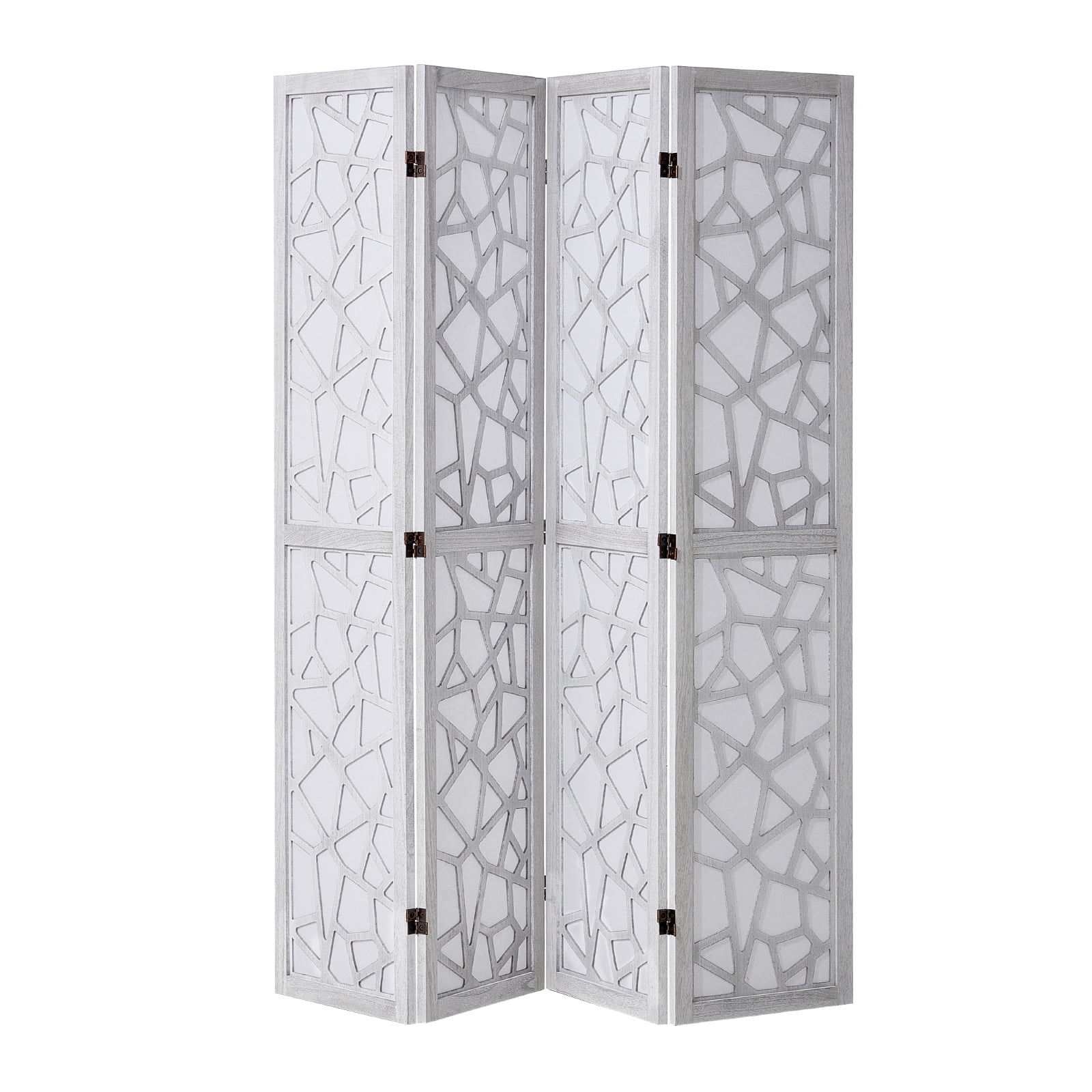 KFFKFF Wooden Partition, 4-Panel Foldable Privacy Barrier, 66.9 Inches High Indoor Engraved Wood Divider, Movable Decorative Screen, Suitable for Space Division in Homes, Offices, Restaurants