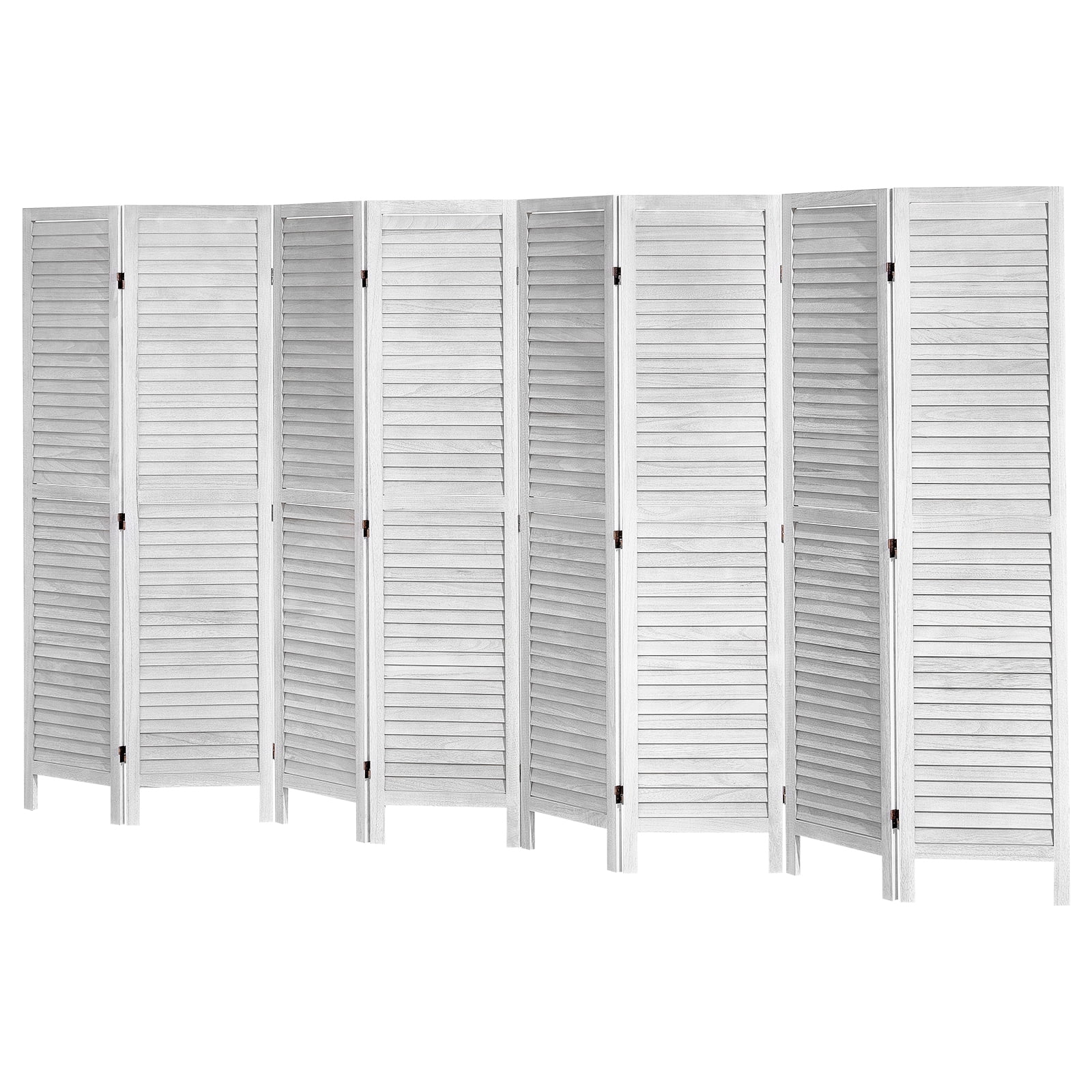 KFFKFF Wooden Partition, 8-Panel Folding Privacy Barrier, 66.9 Inches High Indoor Slatted Wood Divider, Movable Decorative Screen, Suitable for Home, Office, Dining Area & Sleeping Quarters
