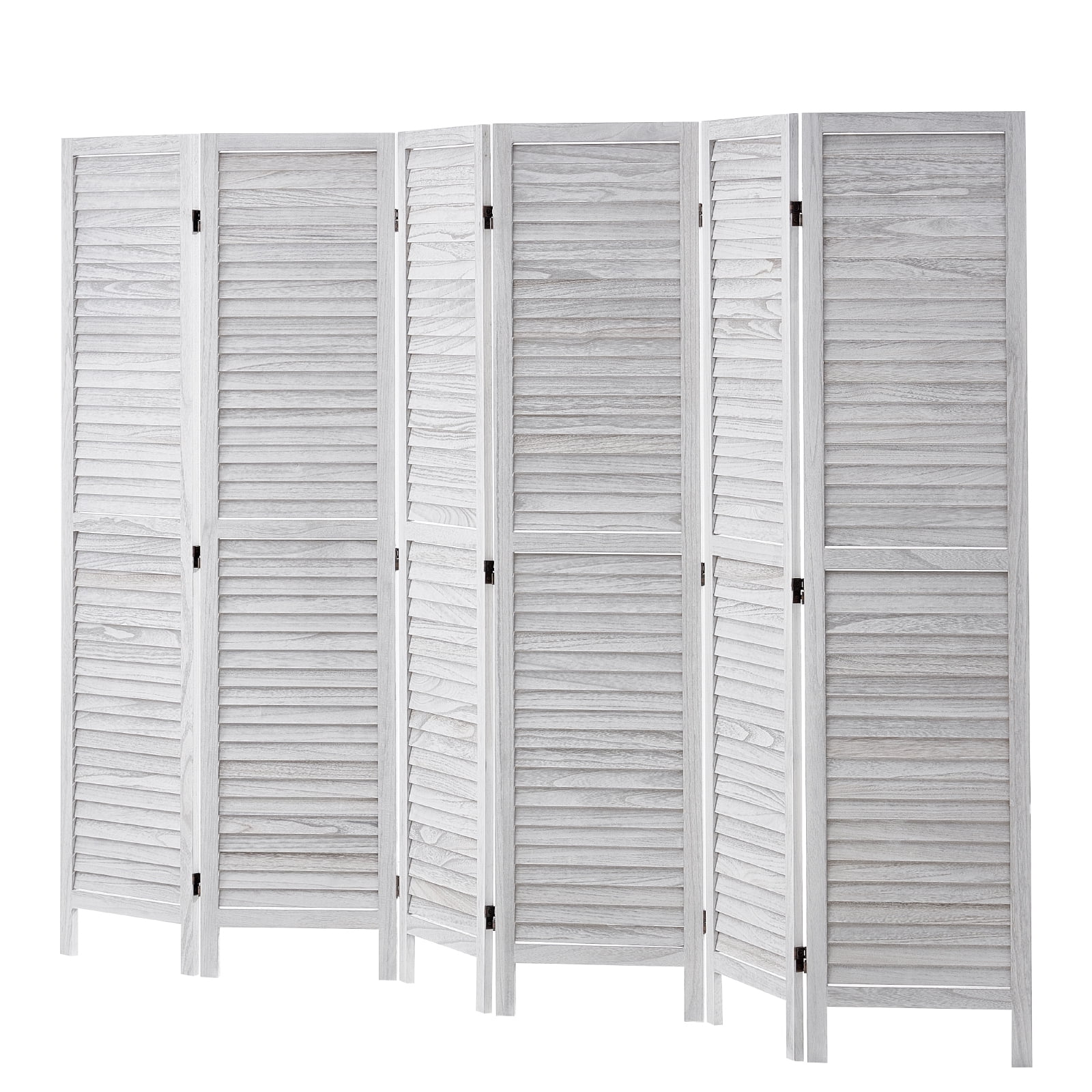 KFFKFF Wooden Partition Divider, 6-Panel Folding Privacy Barrier, 66.9 Inches High Indoor Slatted Wood Screen, Movable Decorative Panel, Ideal for Space Division in Homes, Offices, Restaurants