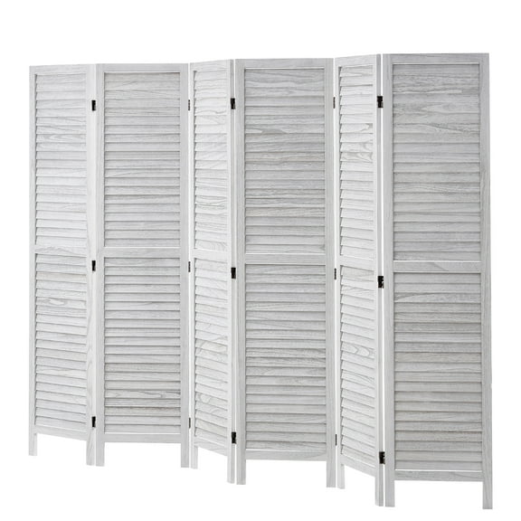 KFFKFF Wooden Partition Divider, 6-Panel Folding Privacy Barrier, 66.9 Inches High Indoor Slatted Wood Screen, Movable Decorative Panel, Ideal for Space Division in Homes, Offices, Restaurants
