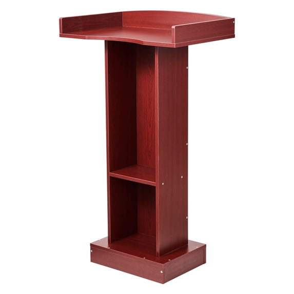 KFFKFF Wooden Podium Stand, 41-Inch Floor-Standing Lectern, Laptop Desk with Spacious Reading Surface and Storage Shelf, Edge Stopper, Stylish Design, Ideal for Classrooms, Conferences, Churches