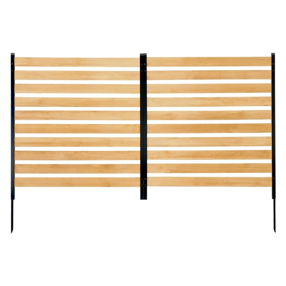 KFFKFF Wooden Seclusion Barrier, Dimensions 38" Width x 42" Length, Dual-Panel AC Unit Cover, Pool Gear Housing with Iron Pegs, Simple Self-Assembly, Exterior Garbage Bin Concealer