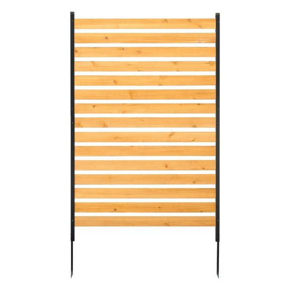 KFFKFF Wooden Seclusion Barrier, Dimensions 39" Width x 61" Length, Single Panel AC Unit Shield, Swimming Gear Storage with Iron Pegs, Simple Self-Assembly, Exterior Garbage Bin Concealer