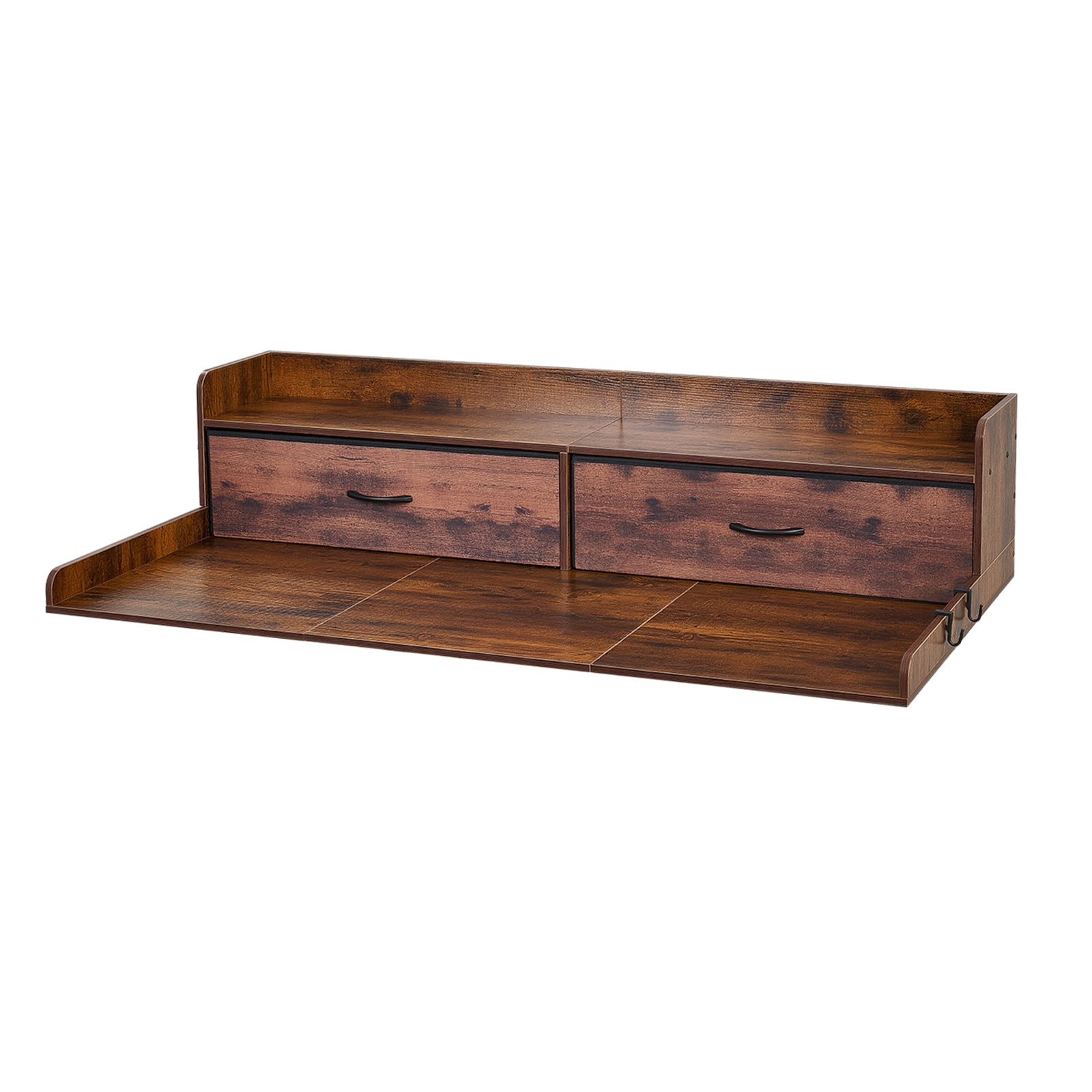 KFFKFF Wooden Washer and Dryer Countertop with Shelf, 54 x 27.5 in, Laundry Topper with 2 Drawers & 2 Hooks, Ideal for Laundry Room and Pantry Organization, Brown