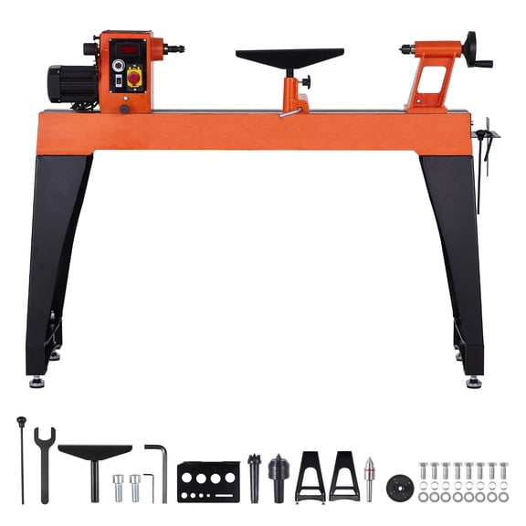 KFFKFF Woodworking Lathe, 1.5 HP, Variable Speed 0-3200 RPM, 16 x 40 in Workbench, Brushless DC Motor, Cast Iron Construction, Tool Rest, Suitable for Medium to Large Woodworking Projects