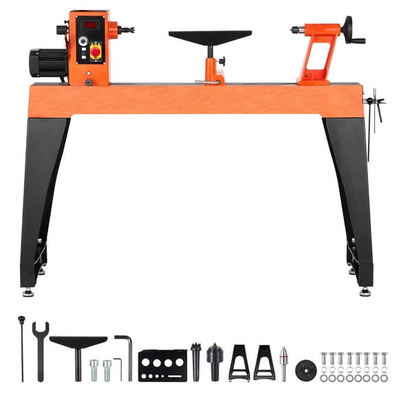 KFFKFF Woodworking Lathe, 2 HP, Variable Speed from 0 to 3200 RPM, 18 x 40 in Workbench, Brushless DC Motor, Durable Cast Iron Construction, Tool Rest