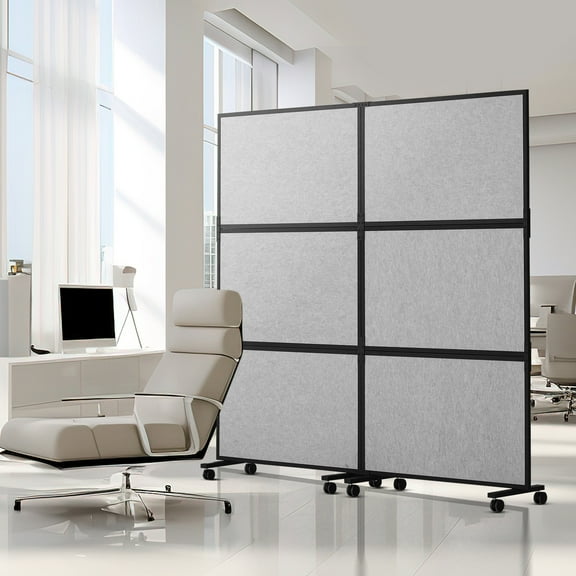 KFFKFF Workspace Barrier, Dual Panel Room Partition, Independent Workspace Separator & Confidentiality Screen Minimizing Disturbance and Enhancing Space Division, Pale Grey