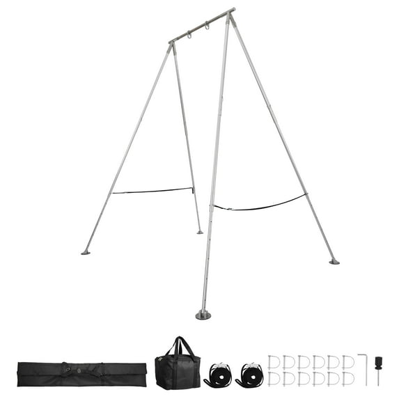 KFFKFF Yoga Stand Frame, 310 lbs Capacity Swing Stand, Triangular Design Pull-Up Frame, Aerial Silk Stand with Adjustable Height & Aluminum Legs, Stainless Steel Top Bar