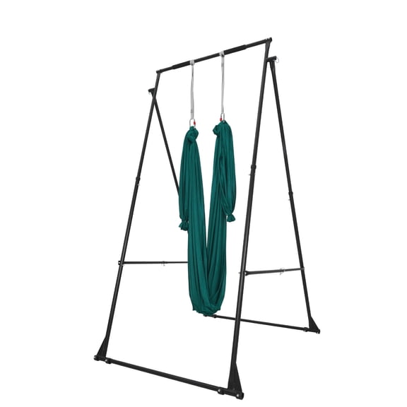 KFFKFF Yoga Stand Frame with 440.9 lbs Capacity, Adjustable Swing Stand for Aerial Yoga, Triangular Structure with EVA Foam, 6.6-Yard Hammock, 4-Level Horizontal and 6-Level Vertical Settings