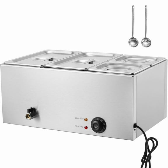 KFFKFF16.4QT 4-Section Buffet Warmer, 1200W, Heat Range 86-185F, Sturdy Stainless Steel Construction, Perfect for Serving, Silver