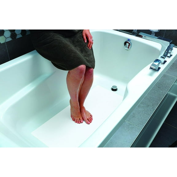 KFHARS-16" X 34" White Adhesive Vinyl Anti Slip Non Skid Safety Bath Mat
