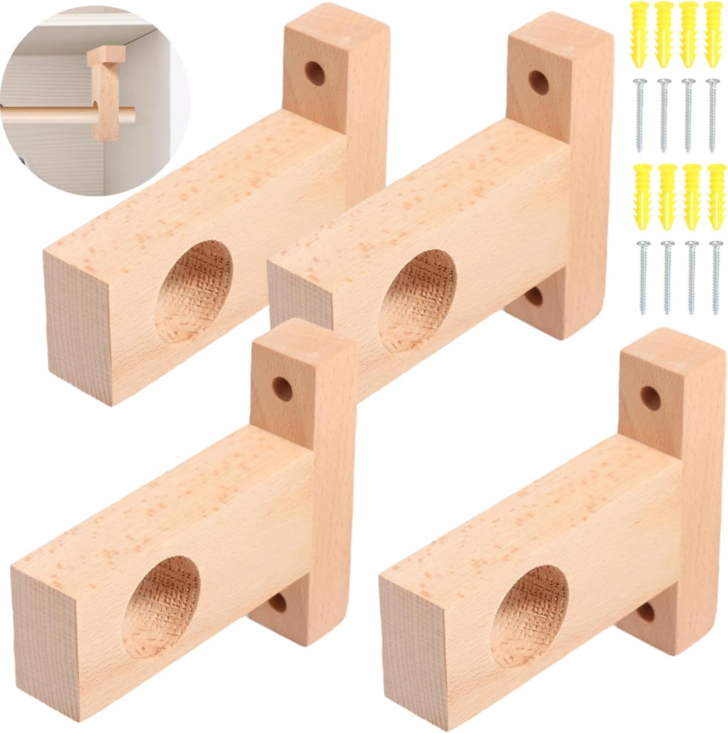 Wood Curtain Rod Brackets Unfinished