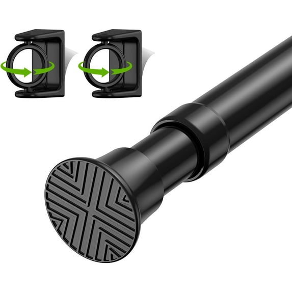KFHARS-Black Tension Rods 23-48Inch Adjustable Curtain Rods No Drilling ...