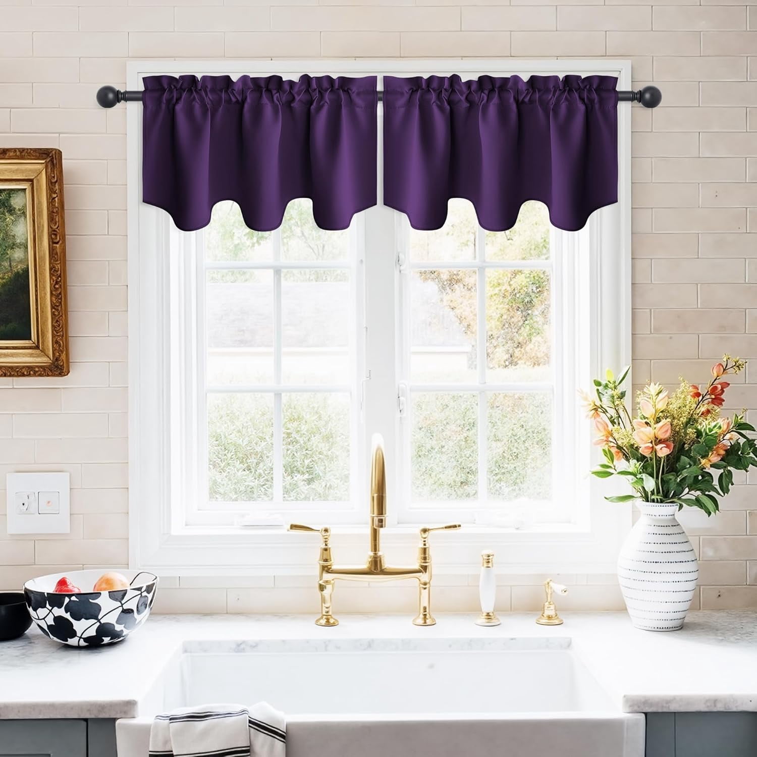Valance Short KFHARS-Blackout Valance Curtains for Living Room, Thermal Insulated ...