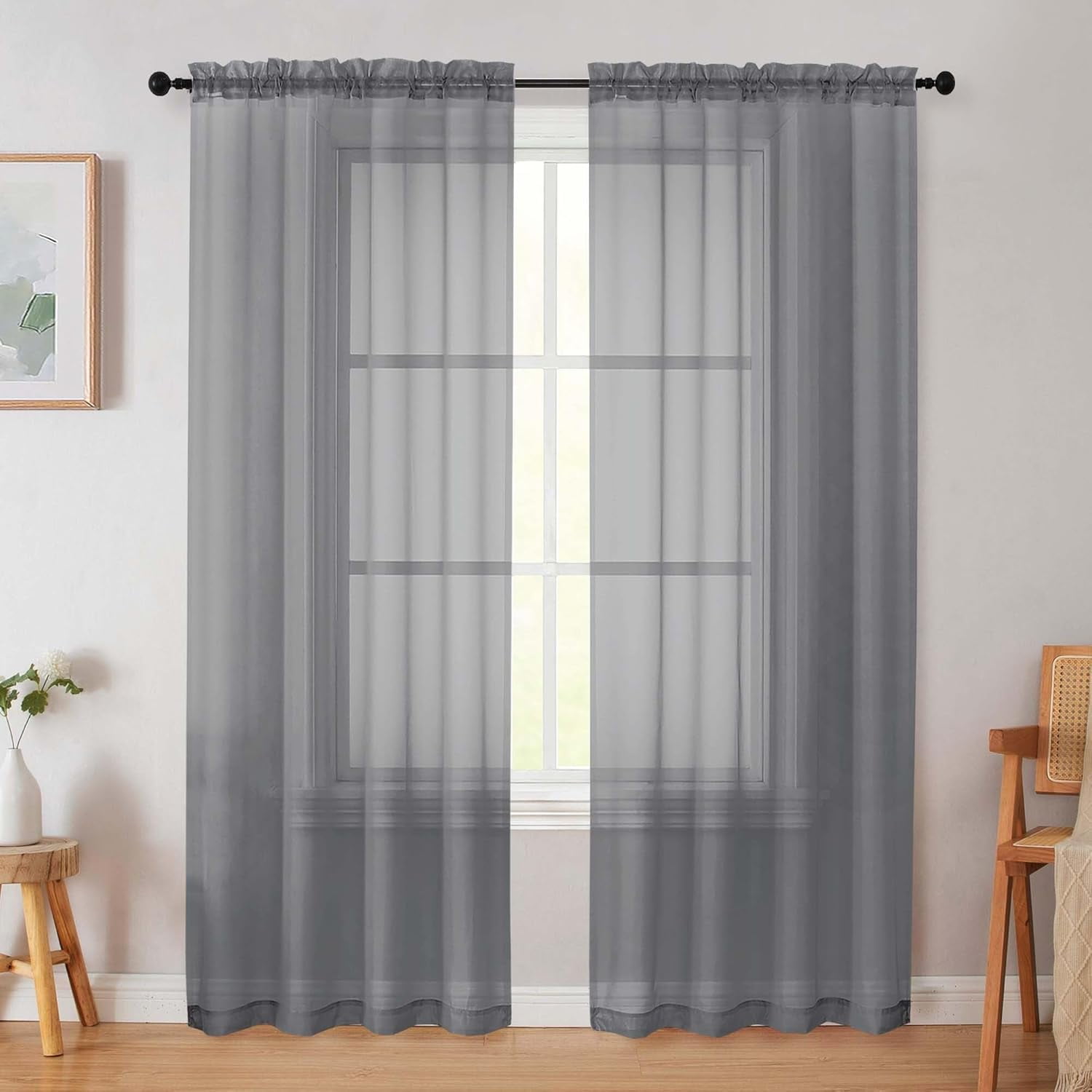 KFHARS-Grey Sheer Curtain for Bedroom Living Room 78 Inches Long 2 ...