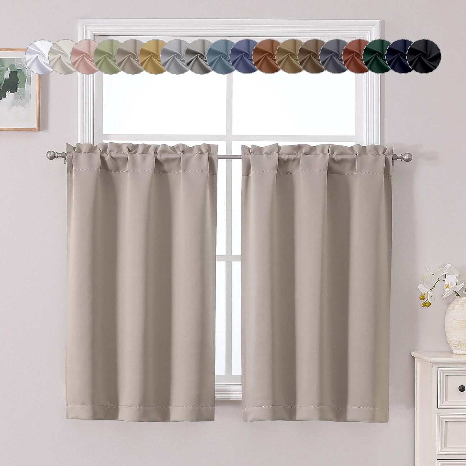 Small Rv Curtains KFHARS-Stone Short Blackout Curtains 45 Inch Length, Small Kitchen ...