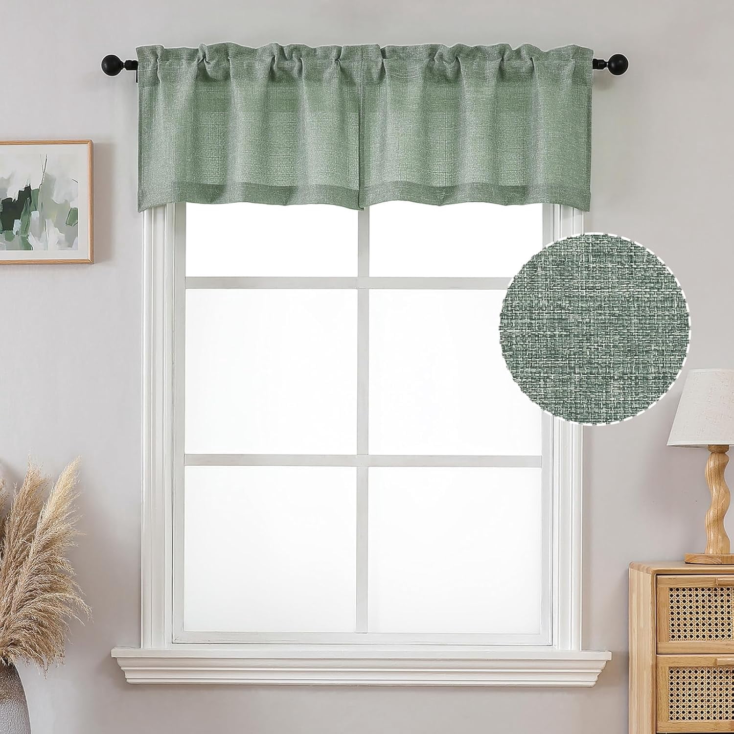 KFHDRS-Curtain Valances for Windows, Green Curtains 14 Inch Length 2
