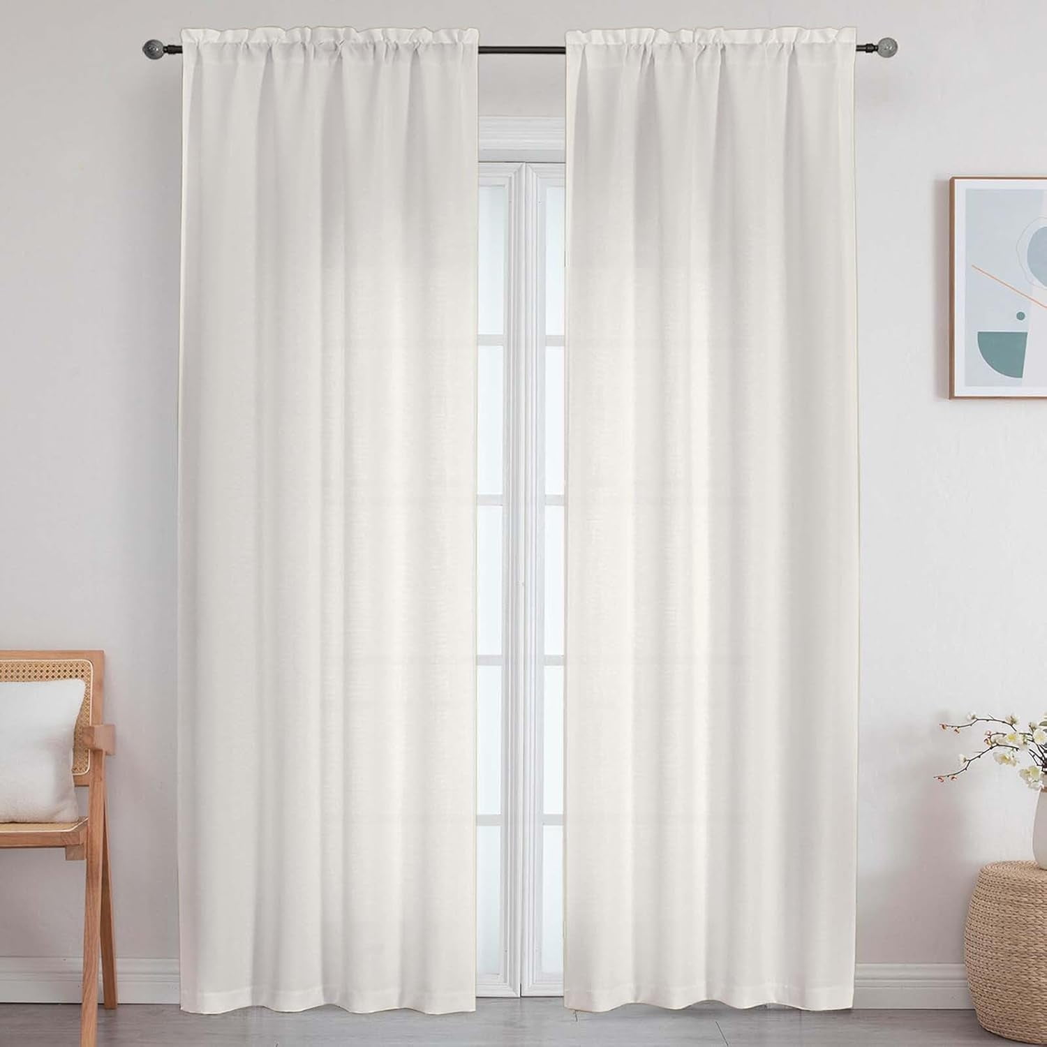 KFHDRS-Ivory Curtains for Bedroom Living Room 96 Inches Long 2 Panels ...