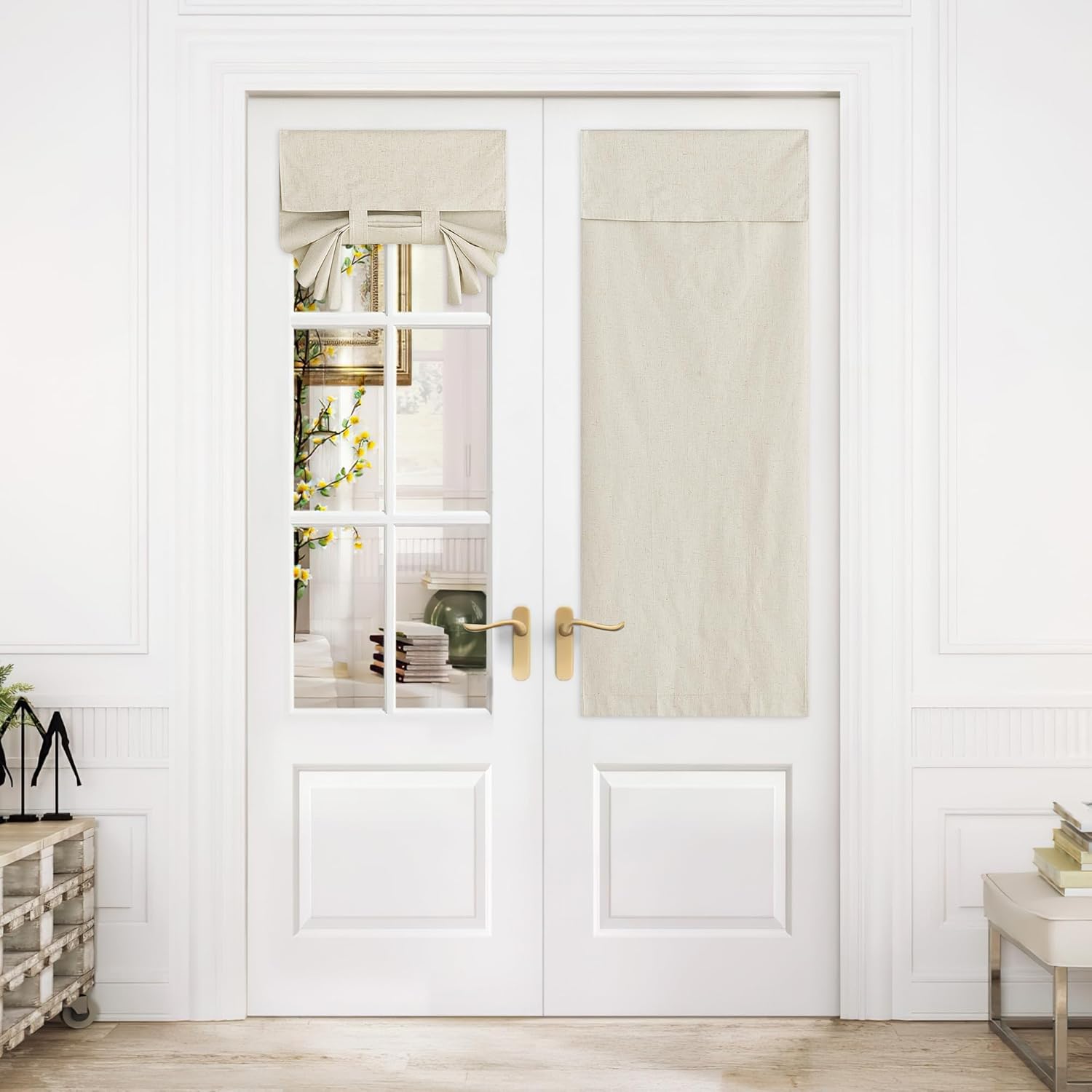 KFHDRS-Linen Door Curtains, Front Door Curtains for Glass Window ...