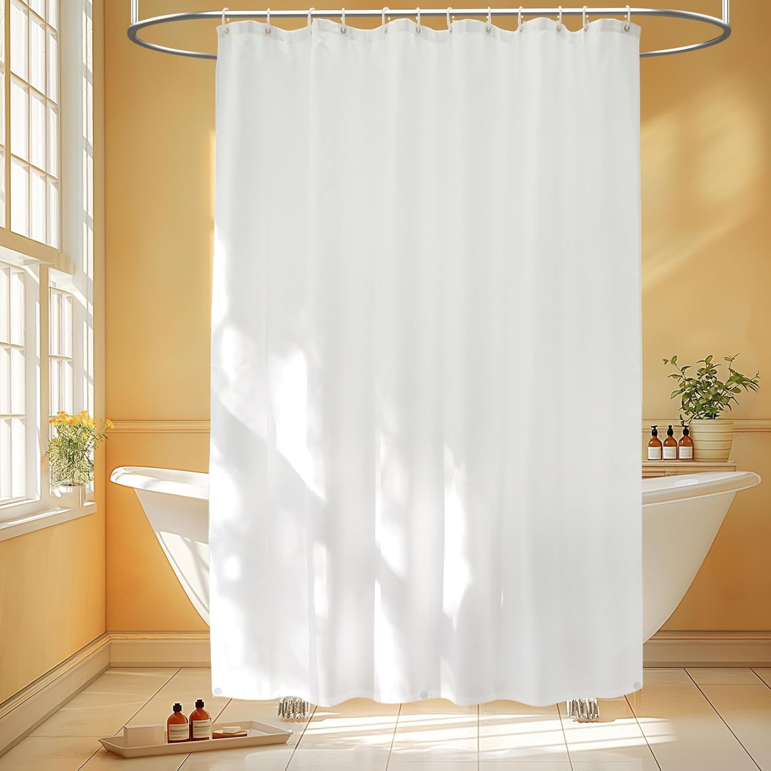 KFHDRS-Waterproof Fabric Shower Curtain Liner with 3 Weighted Magnets ...