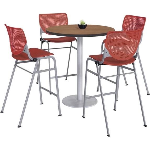 KFI 42" Round Bistro Table - Cherry Top - Kool Barstools - Coral