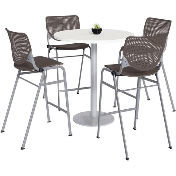 KFI 42" Round Bistro Table - White Top - Kool Barstools - Brownstone