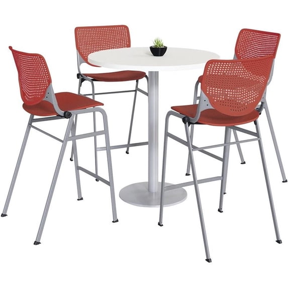 KFI 42" Round Bistro Table - White Top - Kool Barstools - Coral