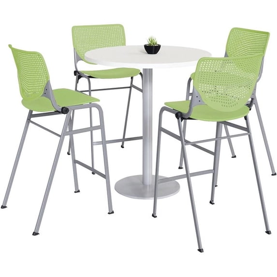 KFI 42" Round Bistro Table - White Top - Kool Barstools - Lime Green