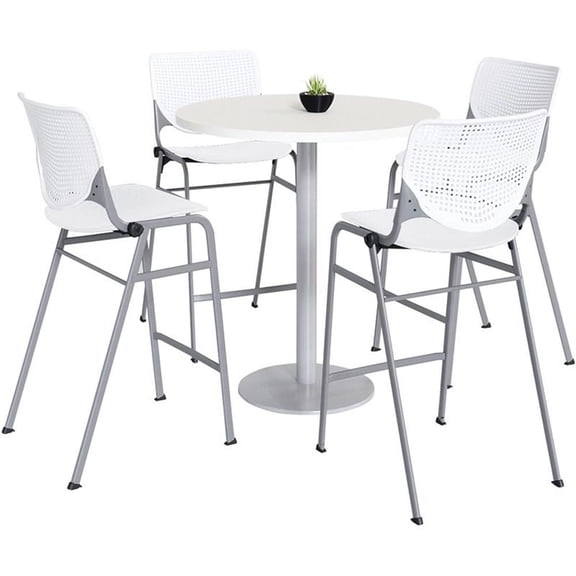KFI 42" Round Bistro Table - White Top - Kool Barstools - White