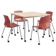 thumbnail image 1 of KFI Dailey 42in Square Dining Set - Natural Table - Coral Chairs w/Casters, 1 of 3