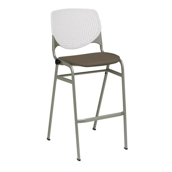 KFI Furniture KOOL 30" Transitional Vinyl & Metal Barstool in Java Brown/Silver