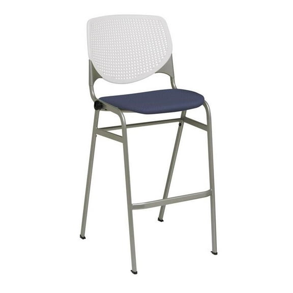 KFI Furniture KOOL 30" Transitional Vinyl & Metal Barstool in Purple and Silver