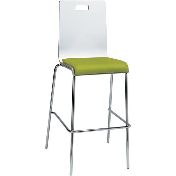 KFI JIVE 30" Stylish Wooden Fabric Seat Bar Stool in White and Avocado