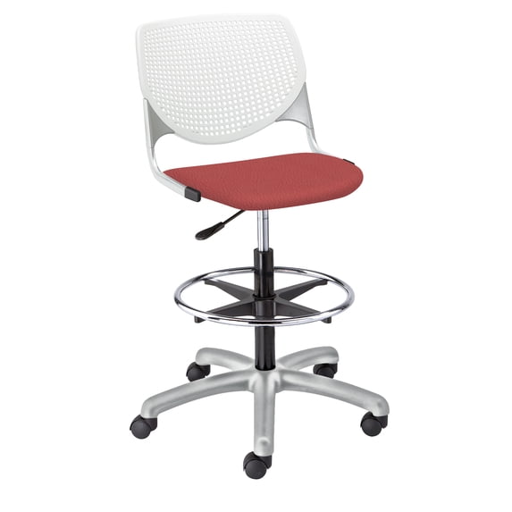 KFI KOOL Adjustable Drafting Stool, Lipstick Vinyl Seat