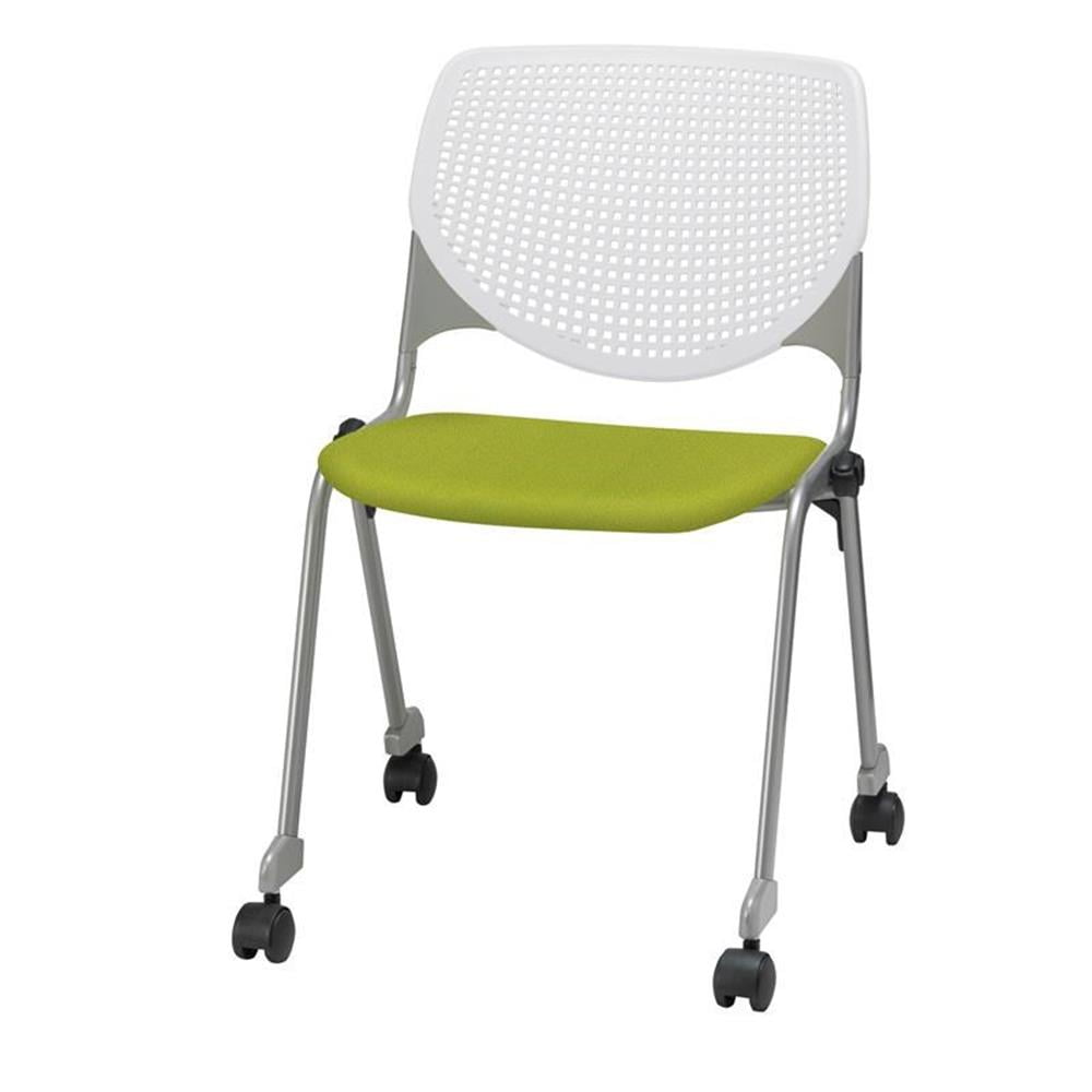 Avocado Green Adjustable Fabric and Metal Stack Chair