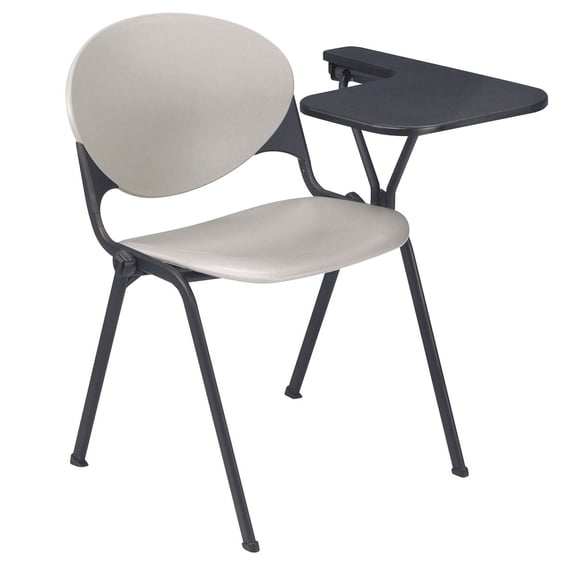 KFI Polypropylene Stacking School Chair - Left Writing Tablet - Grey