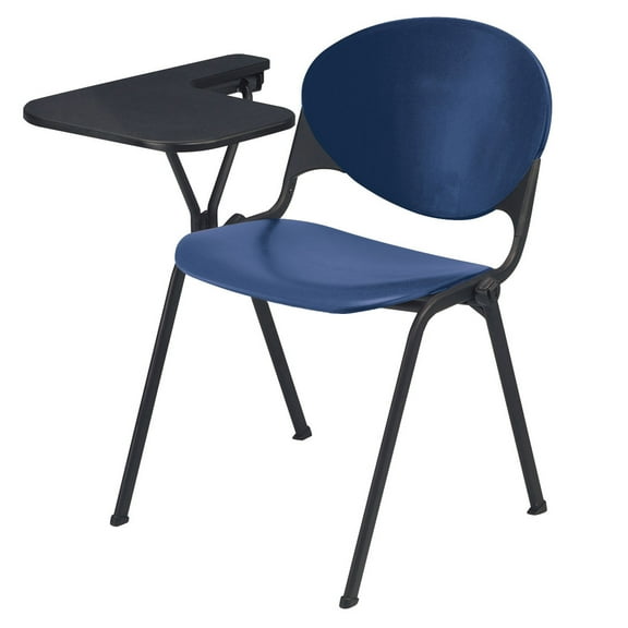 KFI Stacking School Chair, Writing Tablet, Navy Finish, Right Tablet