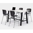 thumbnail image 1 of KFI Studios 3' x 6' Dining Table Set & 4 KOOL Dining Chairs, Designer White Top, Black Chairs, 1 of 1
