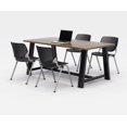 thumbnail image 1 of KFI Studios 3' x 6' Dining Table Set & 4 KOOL Dining Chairs, Studio Teak Top, Black Chairs, 1 of 1