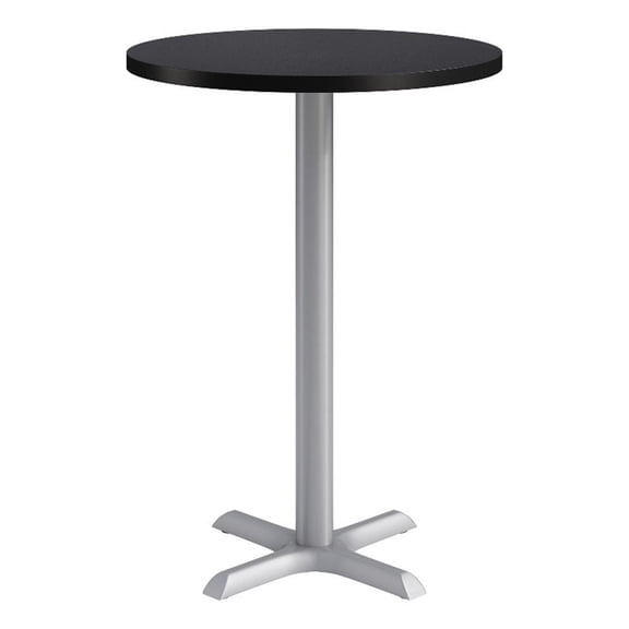 KFI Studios 30in Round Dining Table - 42in H - Charcoal Top - Silver Base