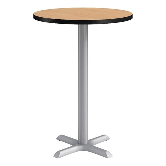 KFI Studios 30in Round Dining Table - 42in H - Natural Top - Silver Base