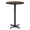 thumbnail image 1 of KFI Studios 30in Round Dining Table - 42in H - Walnut Top - Black Base, 1 of 1