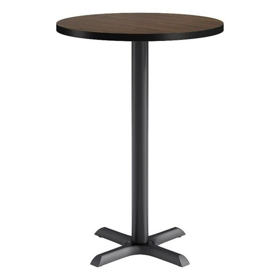 KFI Studios 30in Round Dining Table - 42in H - Walnut Top - Black Base