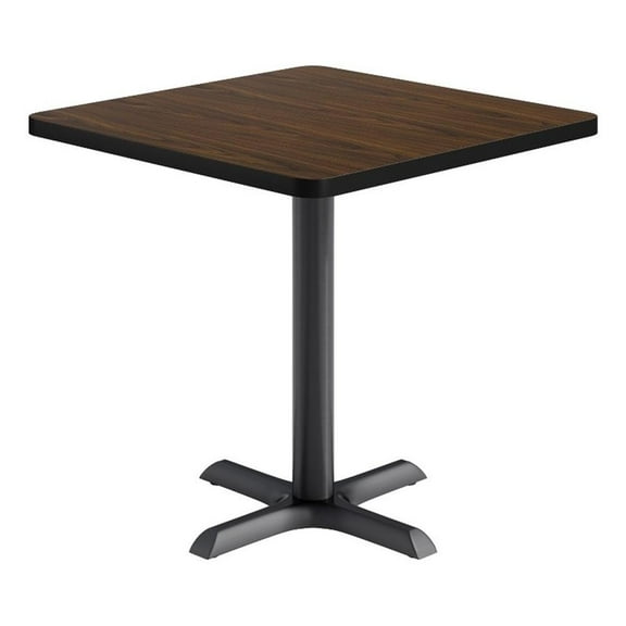 KFI Studios 30in Square Dining Table - 29in H - Walnut Top - Black Base