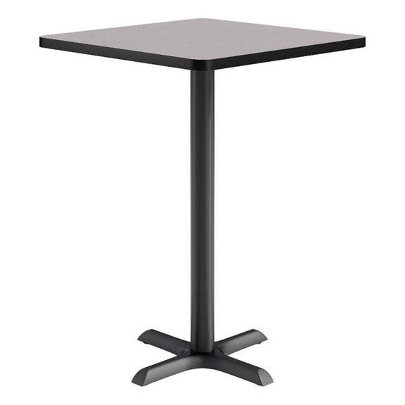 KFI Studios 30in Square Dining Table - 42in H - Gray Top - Black Base
